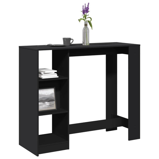 Tavolo Bar con Ripiano Nero 124x46x103,5 cm Legno Multistrato | homemem39