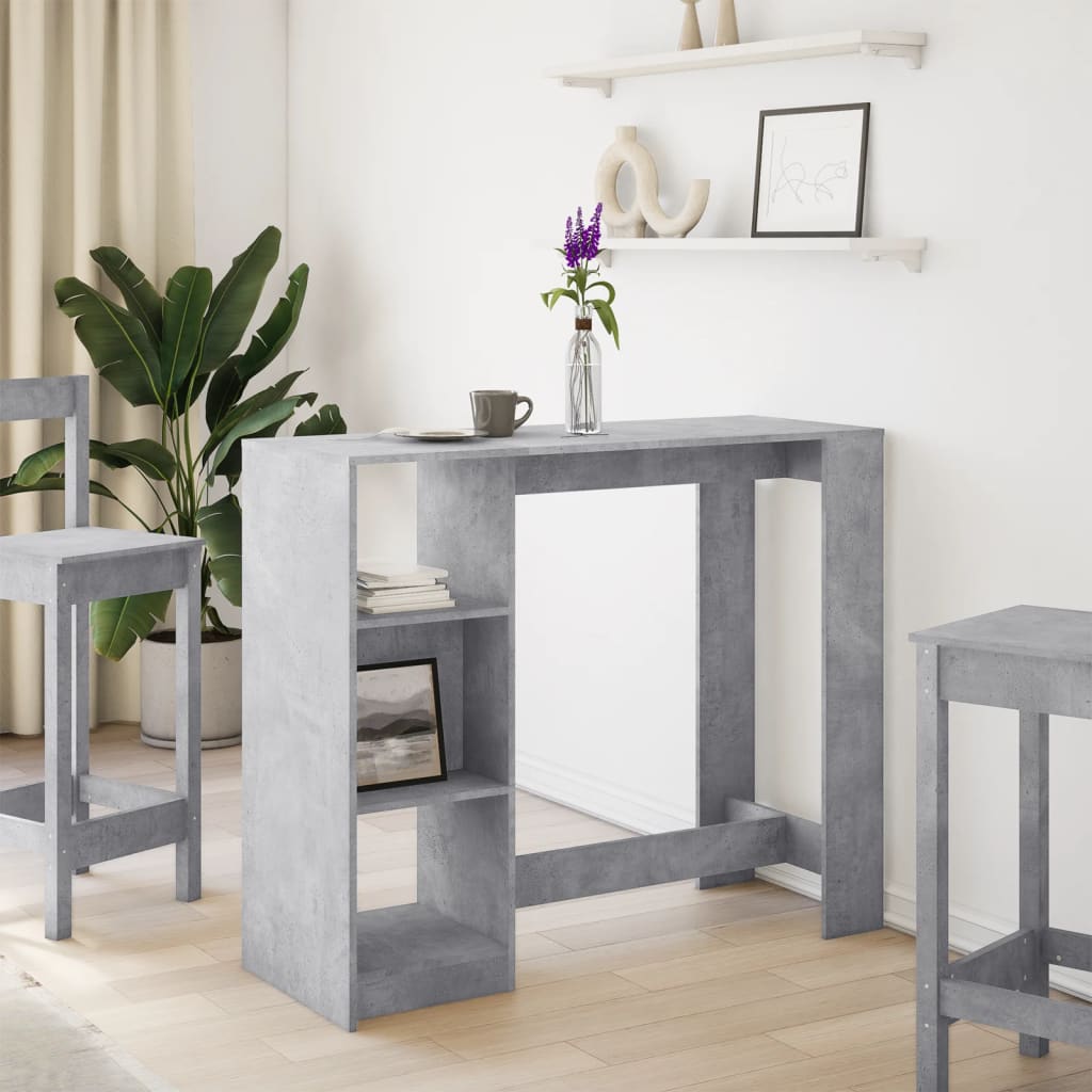 Tavolo Bar Ripiano Grigio Cemento 124x46x103,5 cm Multistrato | homemem39