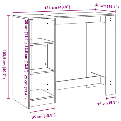 Tavolo Bar Ripiano Grigio Cemento 124x46x103,5 cm Multistrato