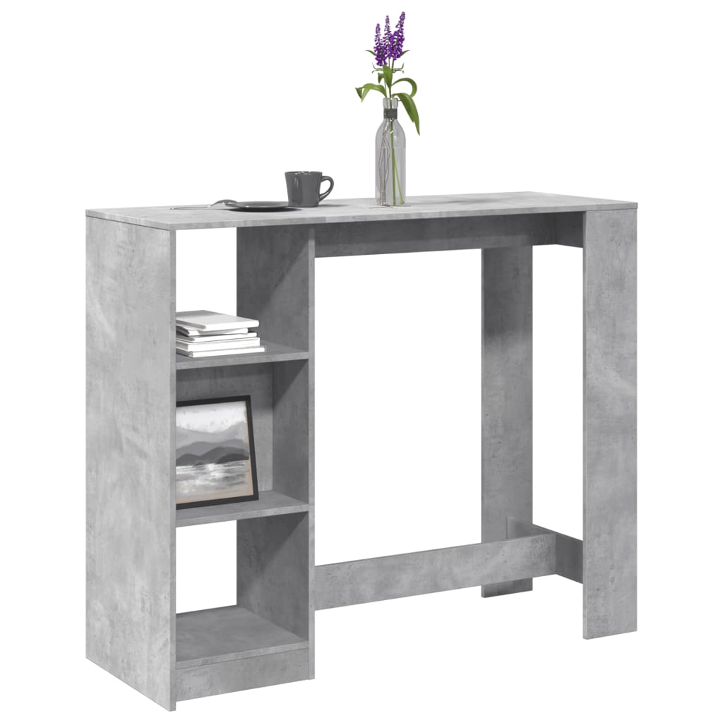 Tavolo Bar Ripiano Grigio Cemento 124x46x103,5 cm Multistrato | homemem39