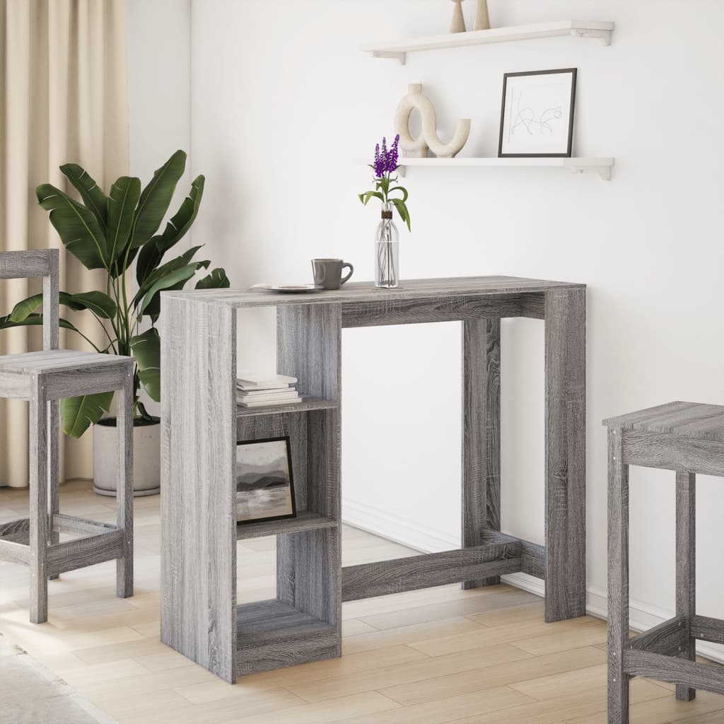 Tavolo Bar con Ripiano Grigio Sonoma 124x46x103,5cm Multistrato