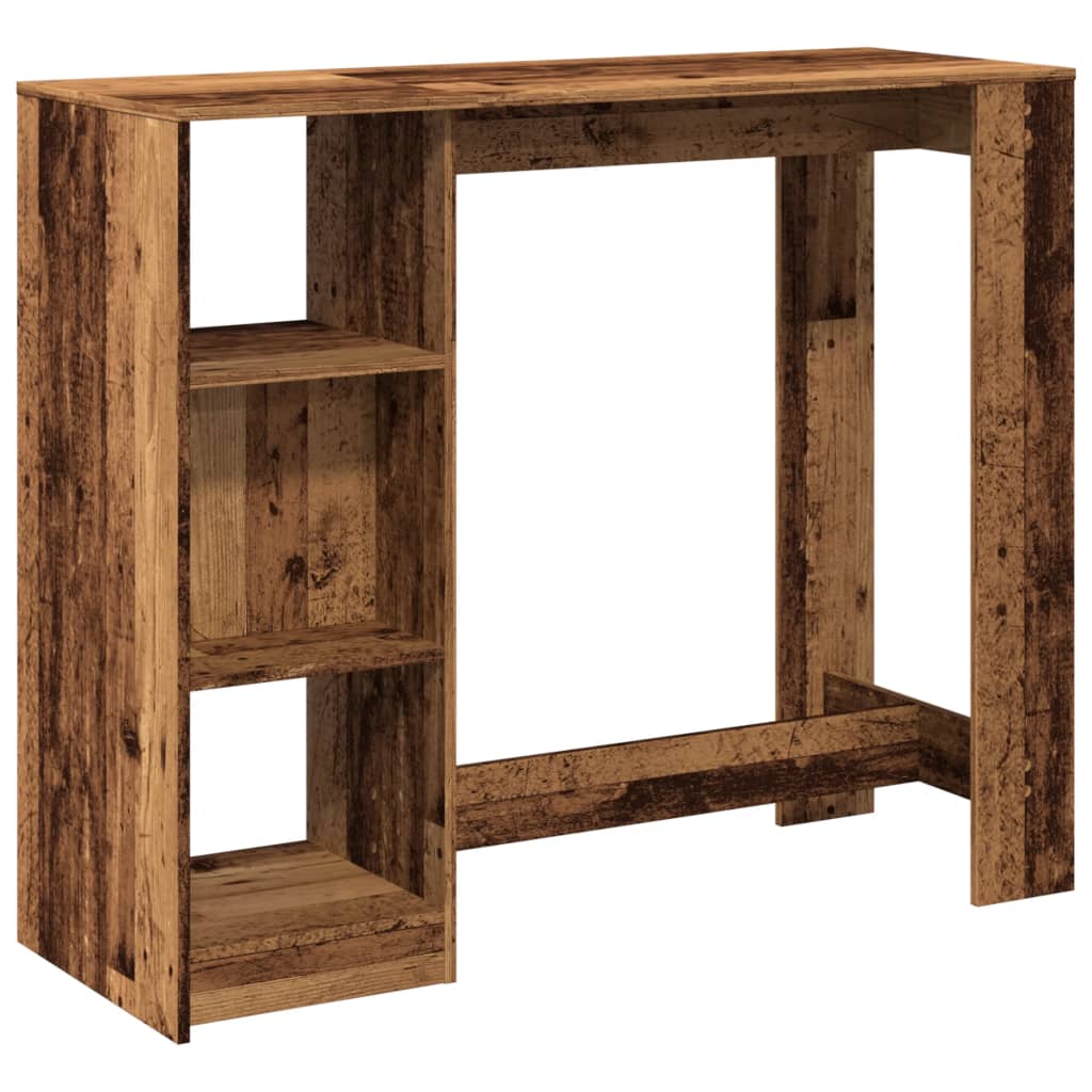 Tavolo Bar con Ripiano Legno Antico 124x46x103,5 cm Multistrato | homemem39