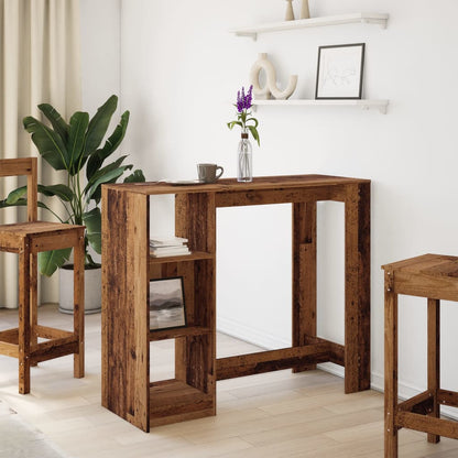 Tavolo Bar con Ripiano Legno Antico 124x46x103,5 cm Multistrato | homemem39