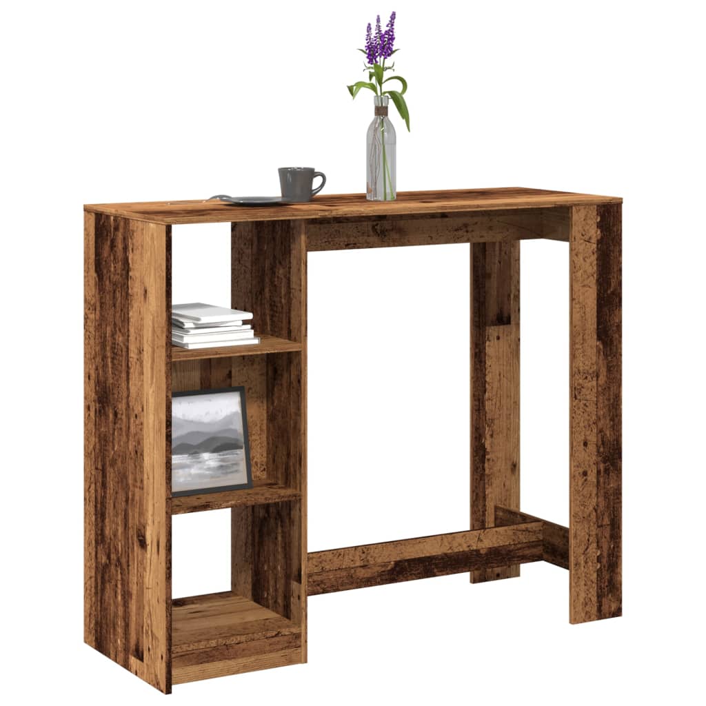 Tavolo Bar con Ripiano Legno Antico 124x46x103,5 cm Multistrato | homemem39
