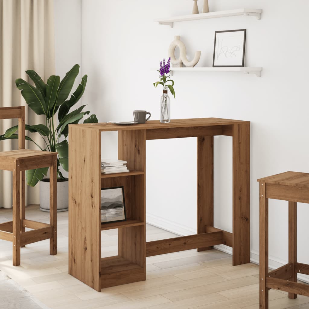 Tavolo Bar con Ripiano Rovere 124x46x103,5 cm Multistrato | homemem39