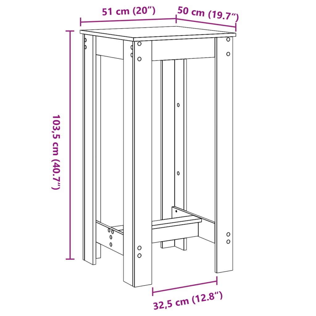 Tavolo da Bar Grigio Cemento 51x50x103,5cm in Legno Multistrato | homemem39
