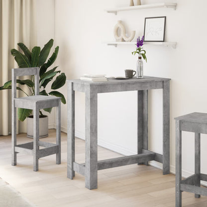 Tavolo da Bar Grigio Cemento 102x50x103,5 cm Legno Multistrato