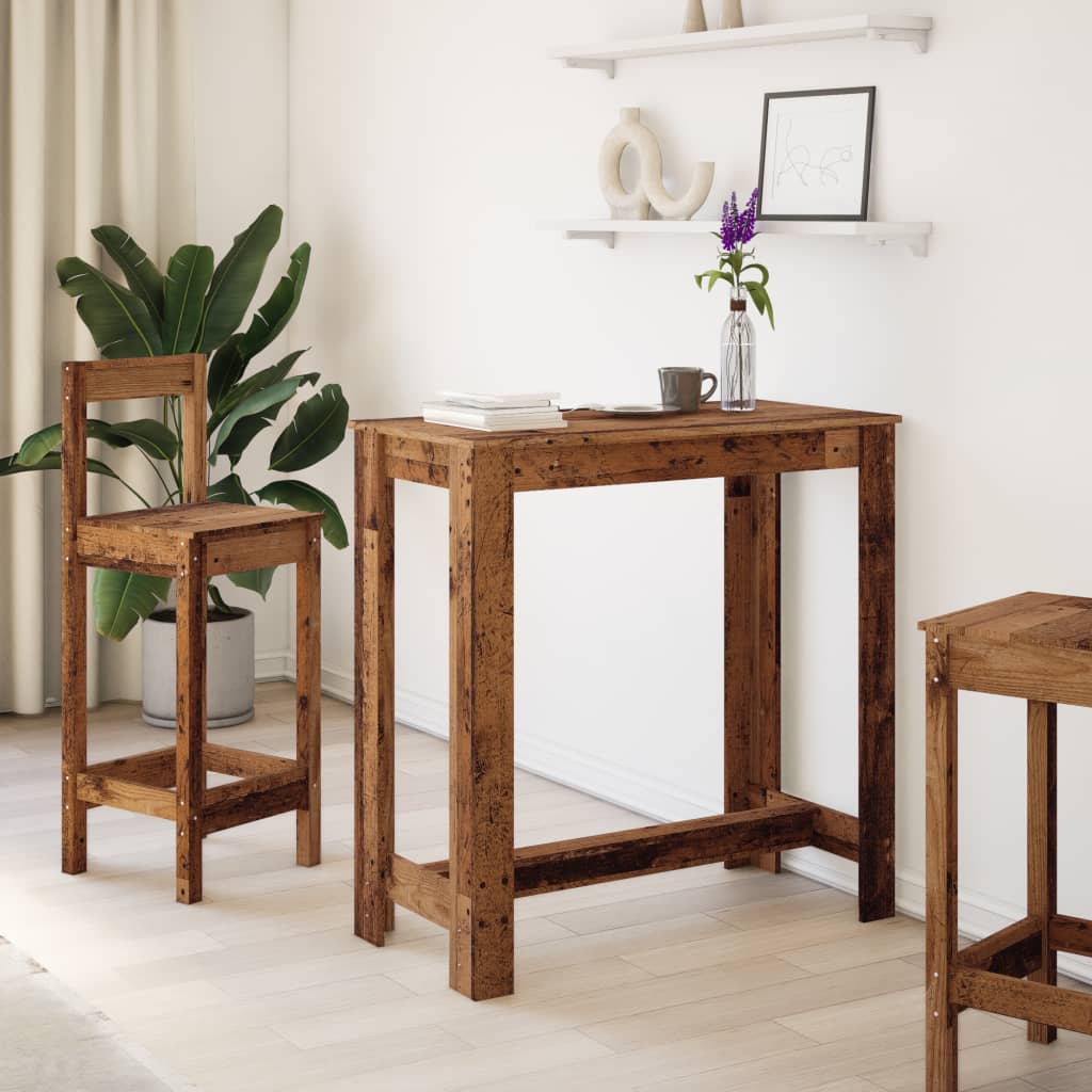 Tavolo da Bar Legno Antico 102x50x103,5 cm in Legno Multistrato