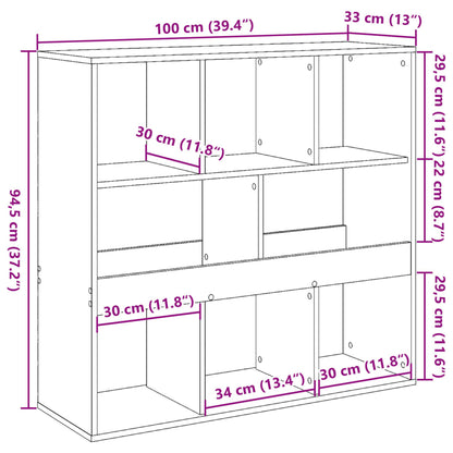 Libreria/Divisorio Nero 100x33x94,5 cm