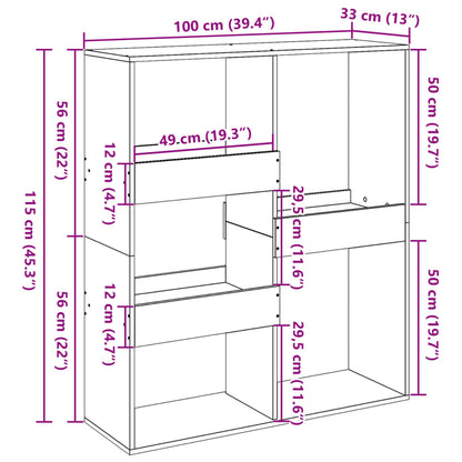 Libreria/Divisorio Grigio Cemento 100x33x115 cm