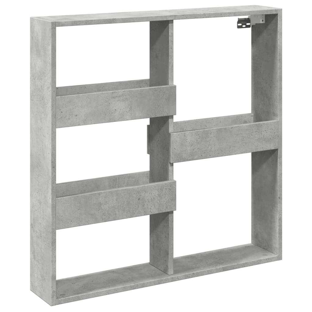 Armadietto a Muro Grigio Cemento 80x15x80 cm Legno Multistrato