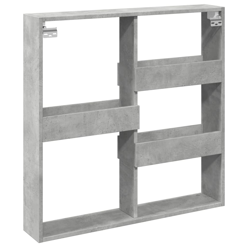 Armadietto a Muro Grigio Cemento 80x15x80 cm Legno Multistrato