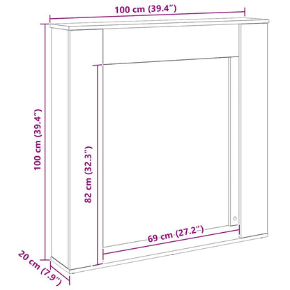 Cornice per Camino Rovere Artigianale 100x20x100 cm Truciolato - homemem39
