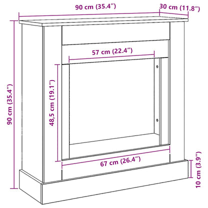 Cornice per Camino Rovere Artigianale 90x30x90 cm Truciolato
