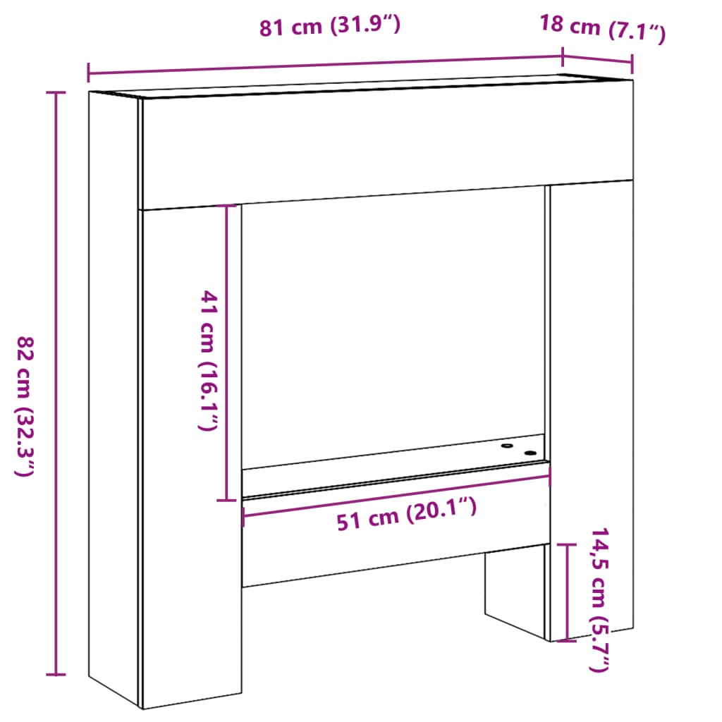 Cornice per Camino Bianca 81x18x82 cm in Truciolato