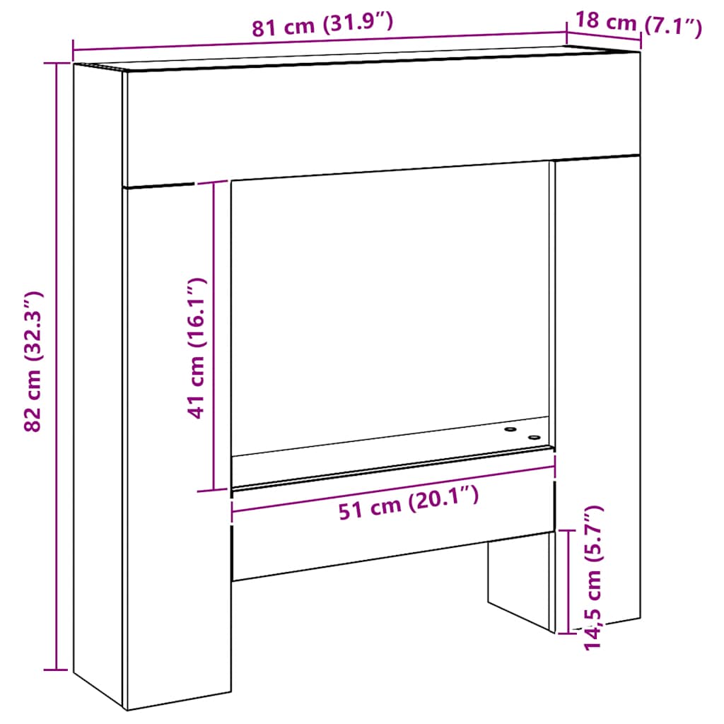 Cornice per Camino Rovere Artigianale 81x18x82 cm Truciolato - homemem39