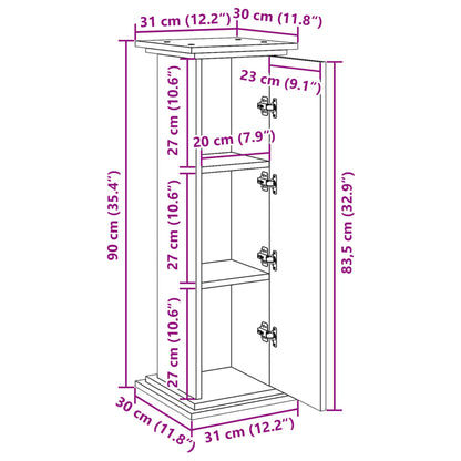 Espositore con Portaoggetti Grigio Cemento 31x30x90 Truciolato | homemem39