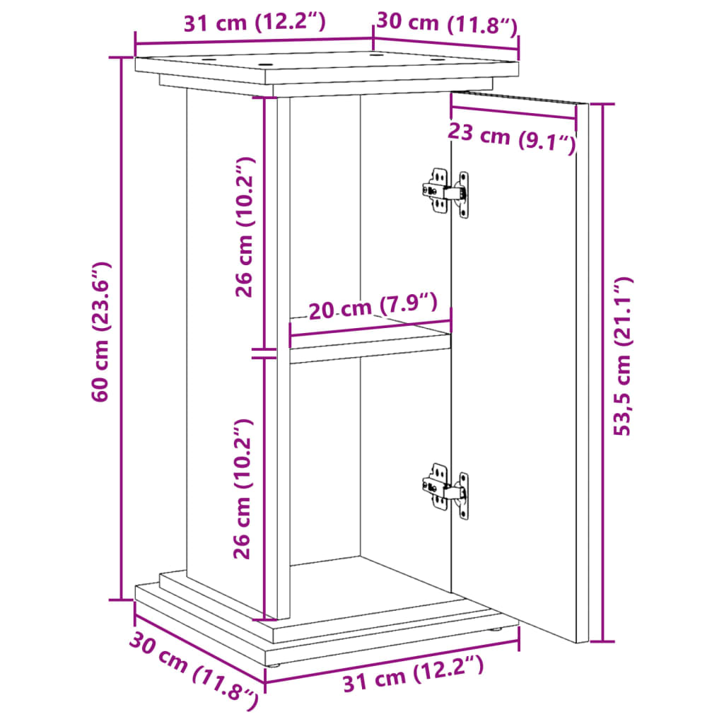 Espositore con Portaoggetti Rovere Fumo 31x30x60cm Truciolato | homemem39