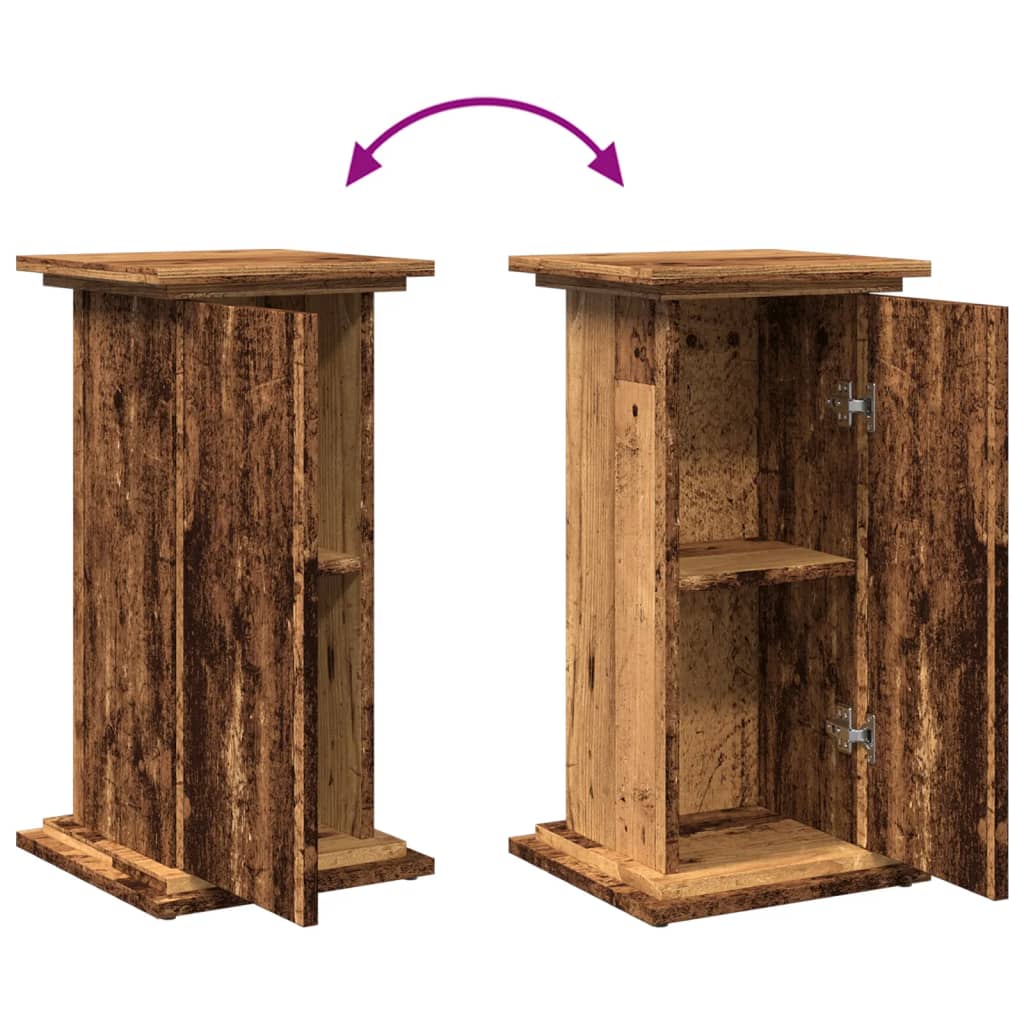 Espositore con Portaoggetti Legno Antico 31x30x60 cm Truciolato - homemem39