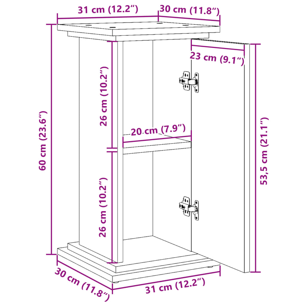 Espositore con Portaoggetti Legno Antico 31x30x60 cm Truciolato | homemem39