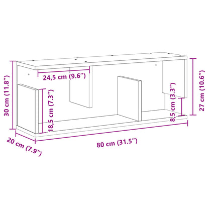 Mobile a Parete 80x20x30 cm Nero in Legno Multistrato | homemem39