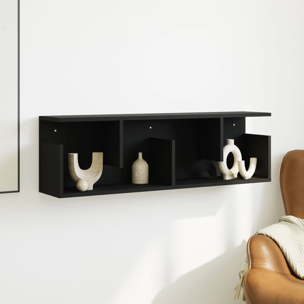 Mobile a Parete 100x20x30 cm Nero in Legno Multistrato | homemem39