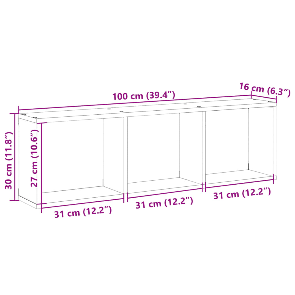 Mobile a Parete 100x16x30cm Rovere Marrone in Legno Multistrato | homemem39