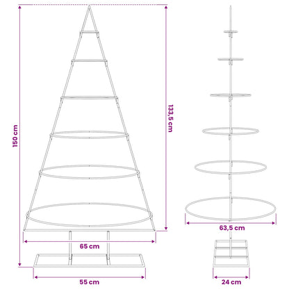 Albero di Natale Decorativo in Metallo Nero 150 cm