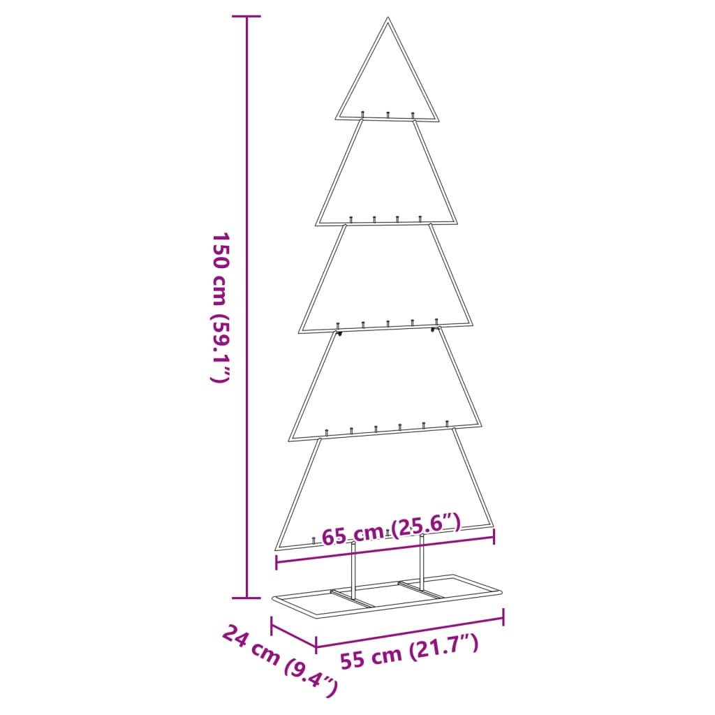 Albero di Natale Decorativo in Metallo Nero 150 cm | homemem39