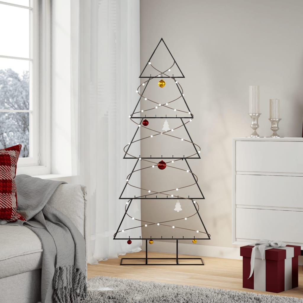 Albero di Natale Decorativo in Metallo Nero 150 cm | homemem39