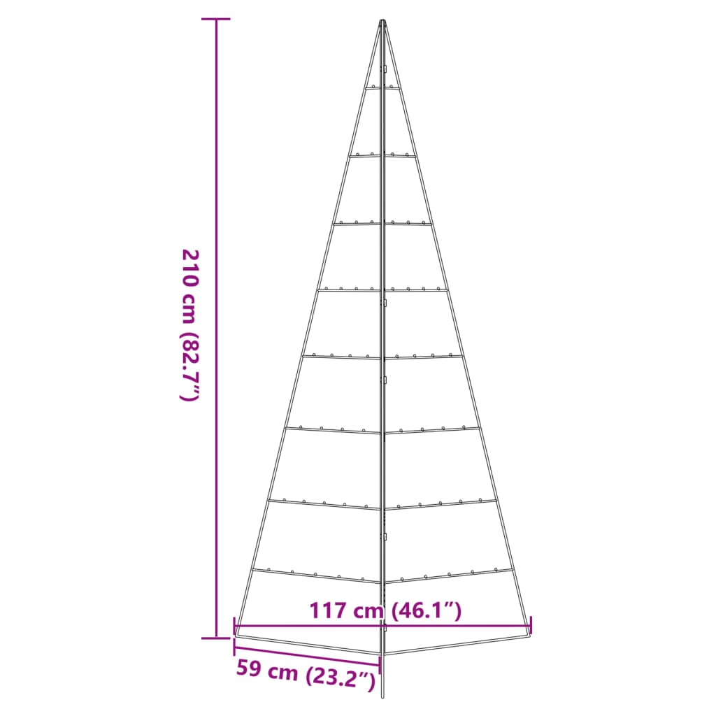 Albero di Natale Decorativo in Metallo Nero 210 cm | homemem39