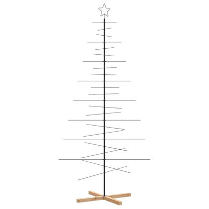 Albero di Natale in Metallo con Base in Legno Nero 210 cm