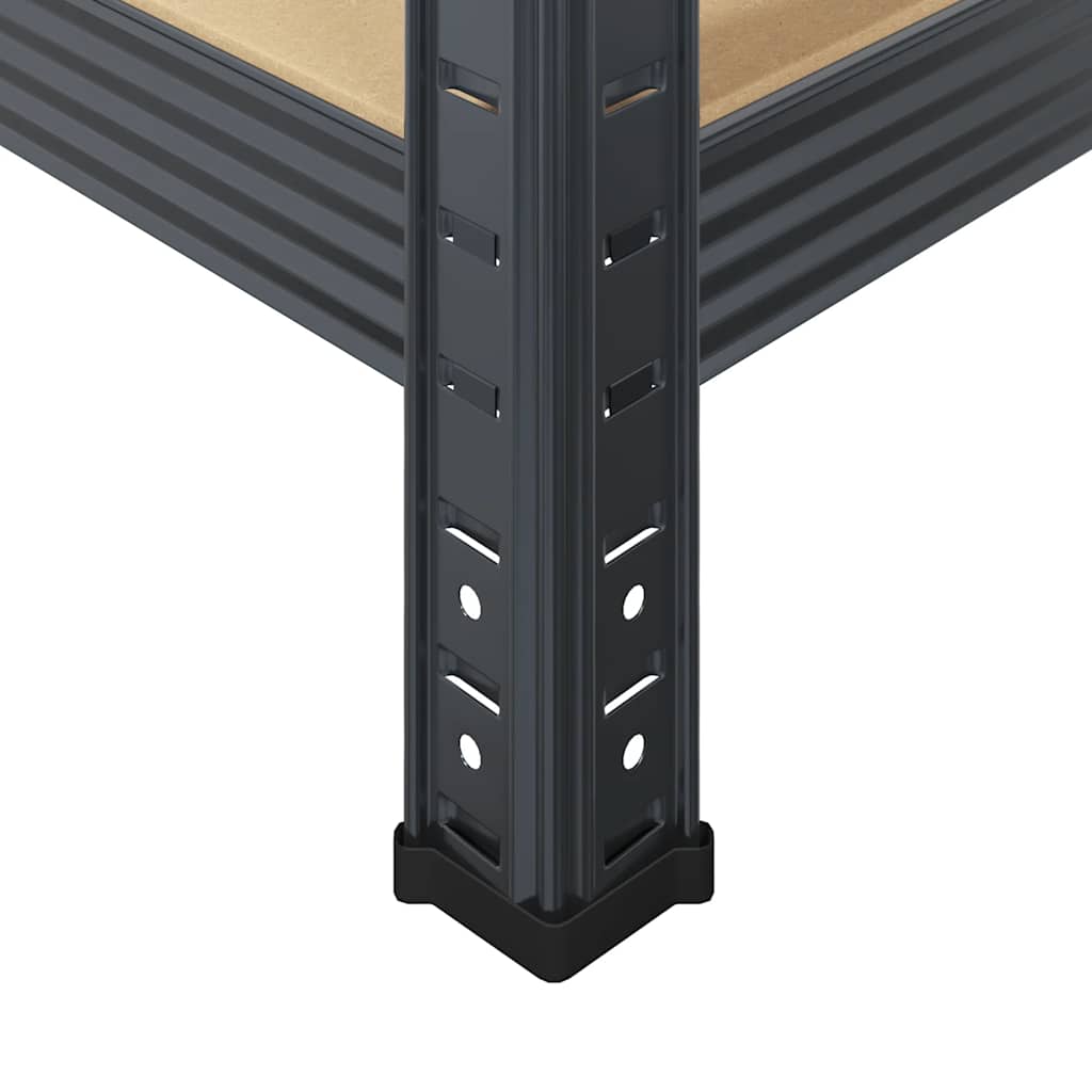 Mensola Portaoggetti 5 Strati Antracite in Acciaio e Legno - homemem39