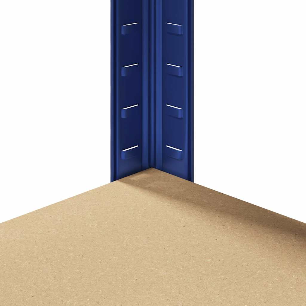Mensola Angolare 5 Strati Blu in Acciaio e Legno Multistrato - homemem39