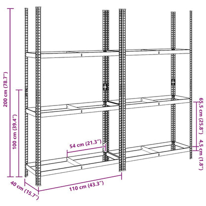 Ripiani Pneumatici a 3 Strati 2 pz Argento 110x40x200cm Acciaio