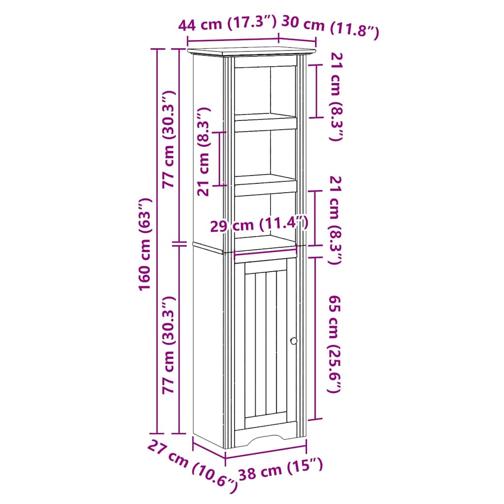 Mobile da Bagno BODO Bianco e Marrone 44x30x160 cm | homemem39