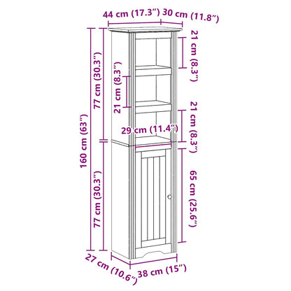 Mobile da Bagno BODO Bianco e Marrone 44x30x160 cm | homemem39