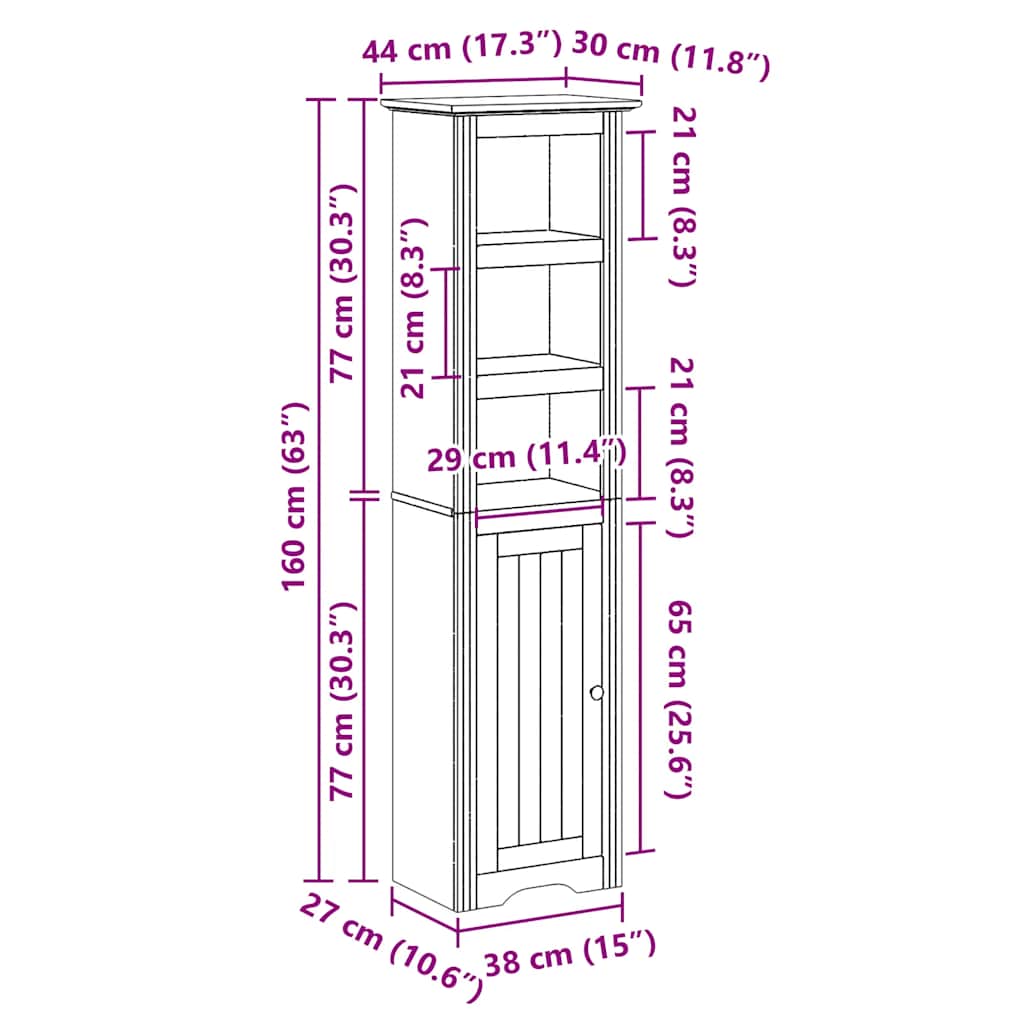 Mobile da Bagno BODO Grigio 44x30x160 cm | homemem39