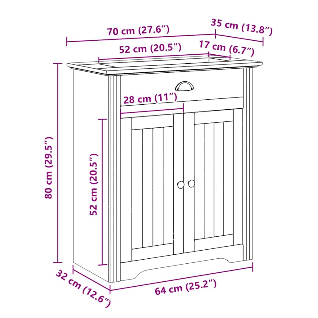 Mobile Lavabo da Bagno BODO Bianco 70x35x80 cm | homemem39