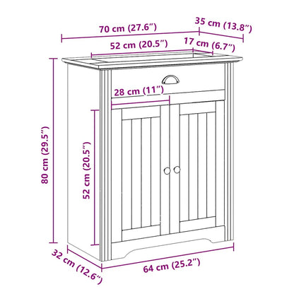 Mobile Lavabo da Bagno BODO Bianco 70x35x80 cm | homemem39