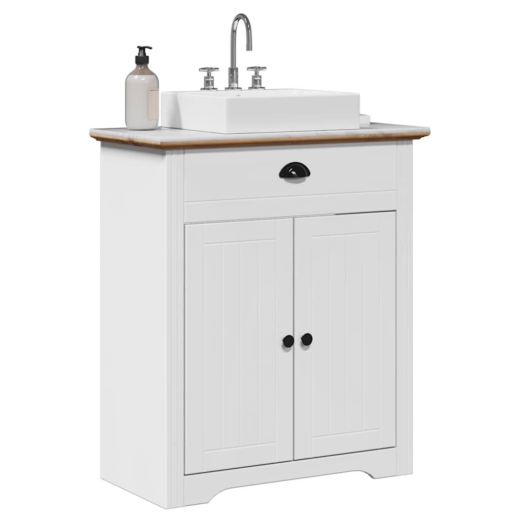 Mobile Lavabo da Bagno BODO Bianco e Marrone 70x35x80 cm | homemem39