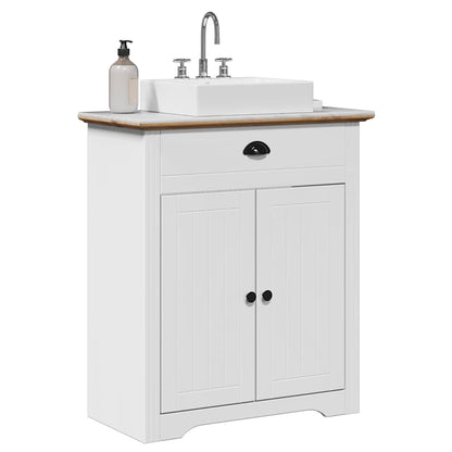 Mobile Lavabo da Bagno BODO Bianco e Marrone 70x35x80 cm | homemem39