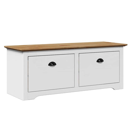 Panca da Ingresso BODO Bianca e Marrone 114x40x45 cm | homemem39