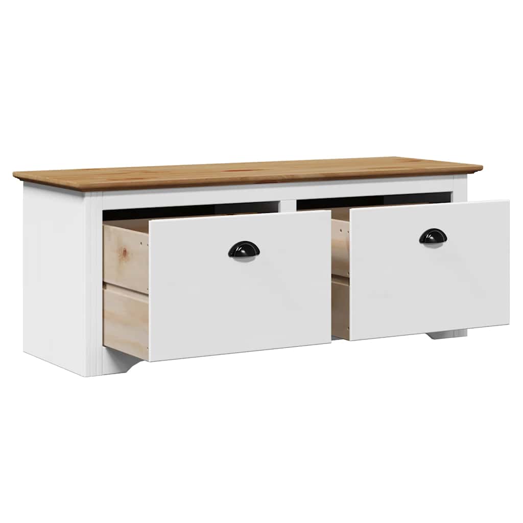 Panca da Ingresso BODO Bianca e Marrone 114x40x45 cm | homemem39