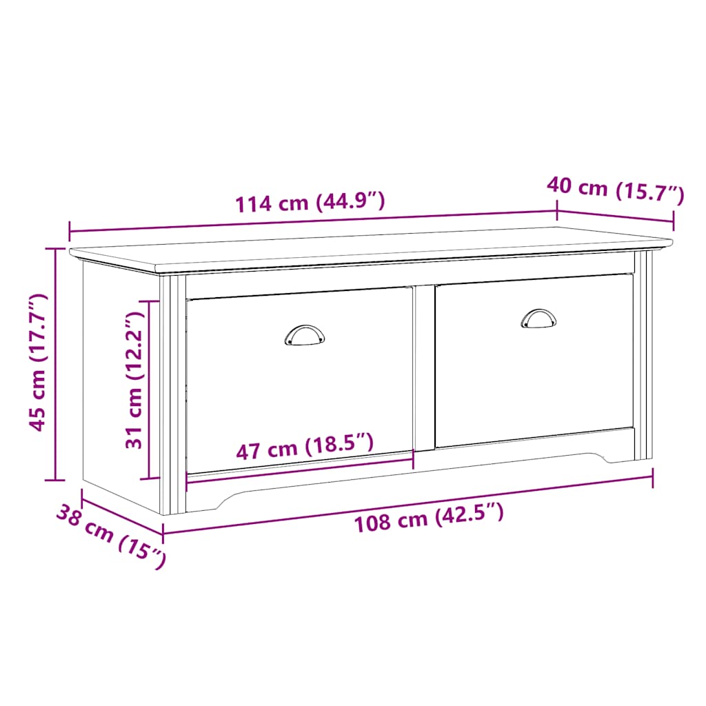 Panca da Ingresso BODO Bianca e Marrone 114x40x45 cm | homemem39