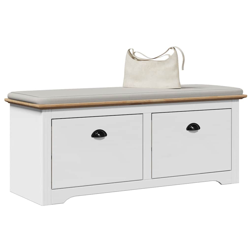 Panca da Ingresso BODO Bianca e Marrone 114x40x45 cm | homemem39