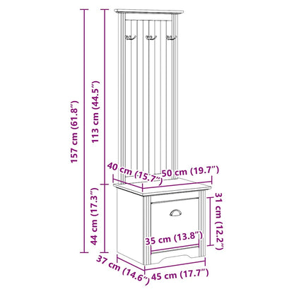 Mobile da Ingresso con Ganci BODO Bianco e Marrone 50x40x157 cm | homemem39