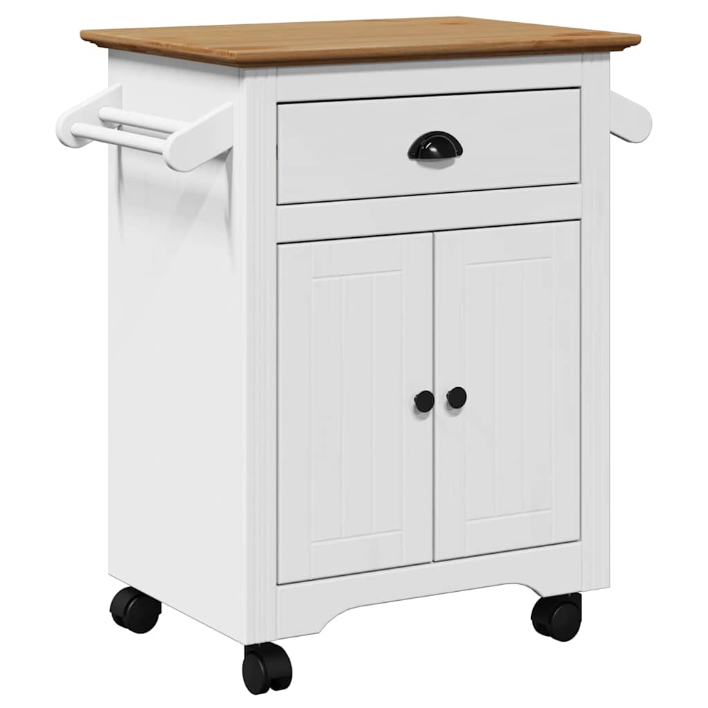 Carrello da Cucina BODO Bianco e Marrone 72x45x80 cm - homemem39