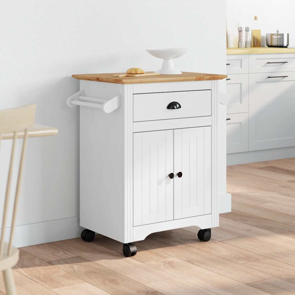 Carrello da Cucina BODO Bianco e Marrone 72x45x80 cm - homemem39