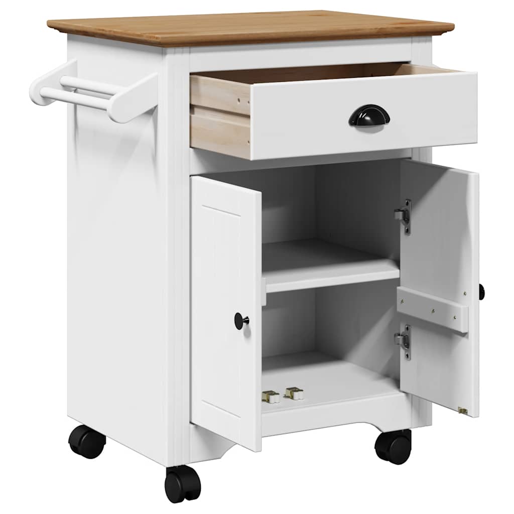 Carrello da Cucina BODO Bianco e Marrone 72x45x80 cm - homemem39